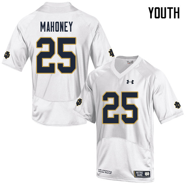 Youth NCAA Notre Dame Fighting Irish #25 John Mahoney Stitched College Under Armour Authentic White Football Jersey RX10Q73AG